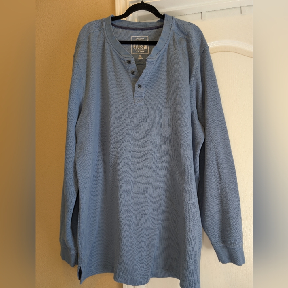 Liberty Blues Men's Big & Tall  Easy-Care Ribbed Knit Henley Henley Shirt